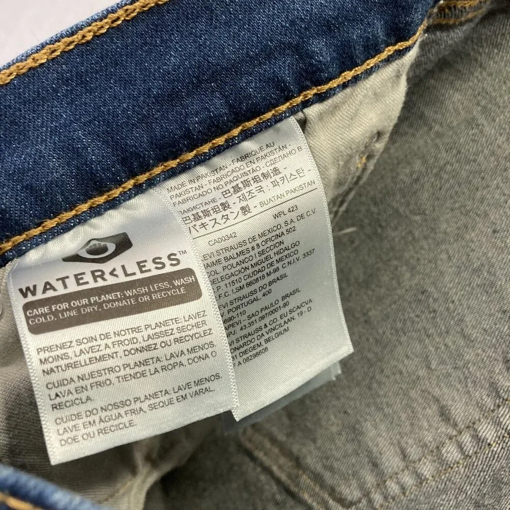 Levis 505 Jeans Mens 40x27 Blue Stretch Denim Straight Leg Regular Fit Waterless
